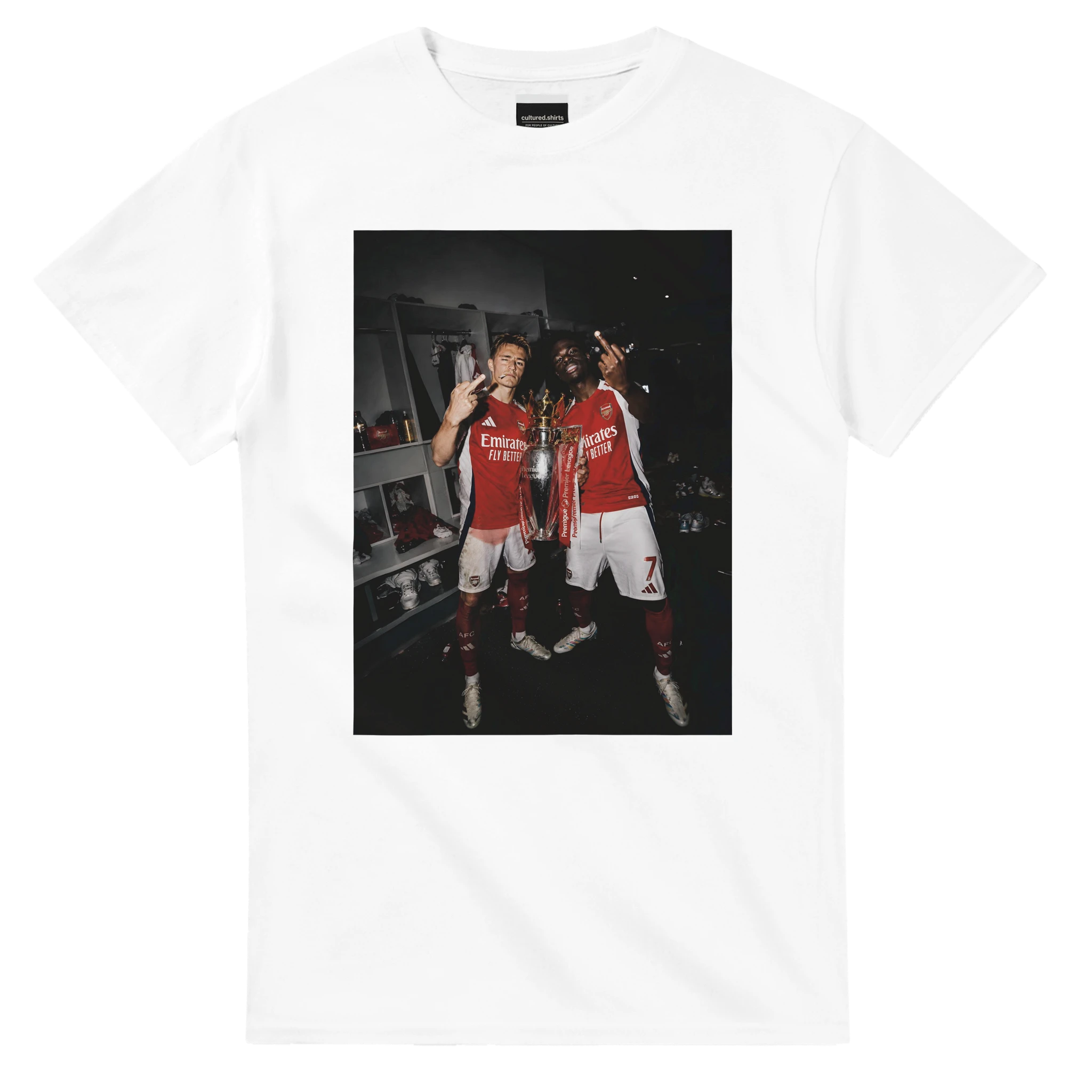 White T-shirt with front fan-art photo graphic