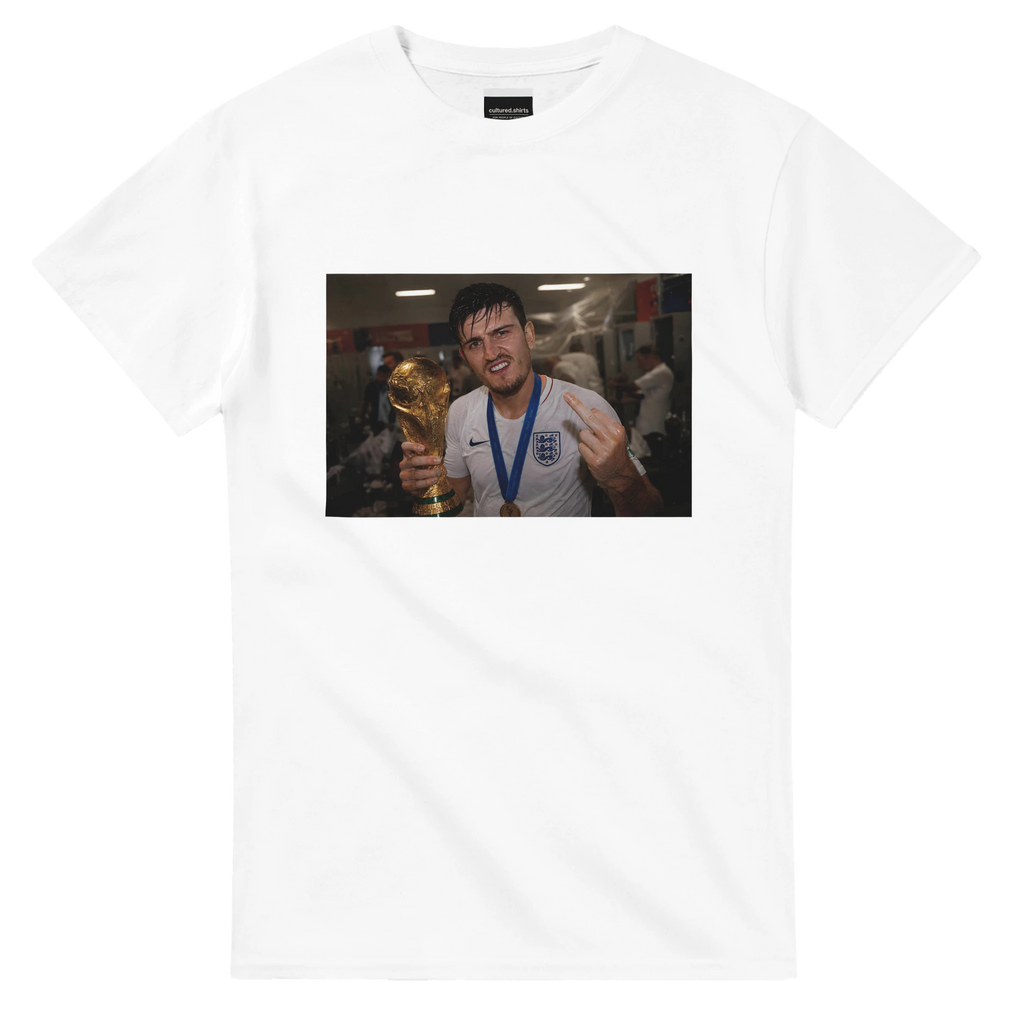 White crewneck T-shirt with rectangular front photo graphic