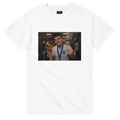 White crewneck T-shirt with rectangular front photo graphic