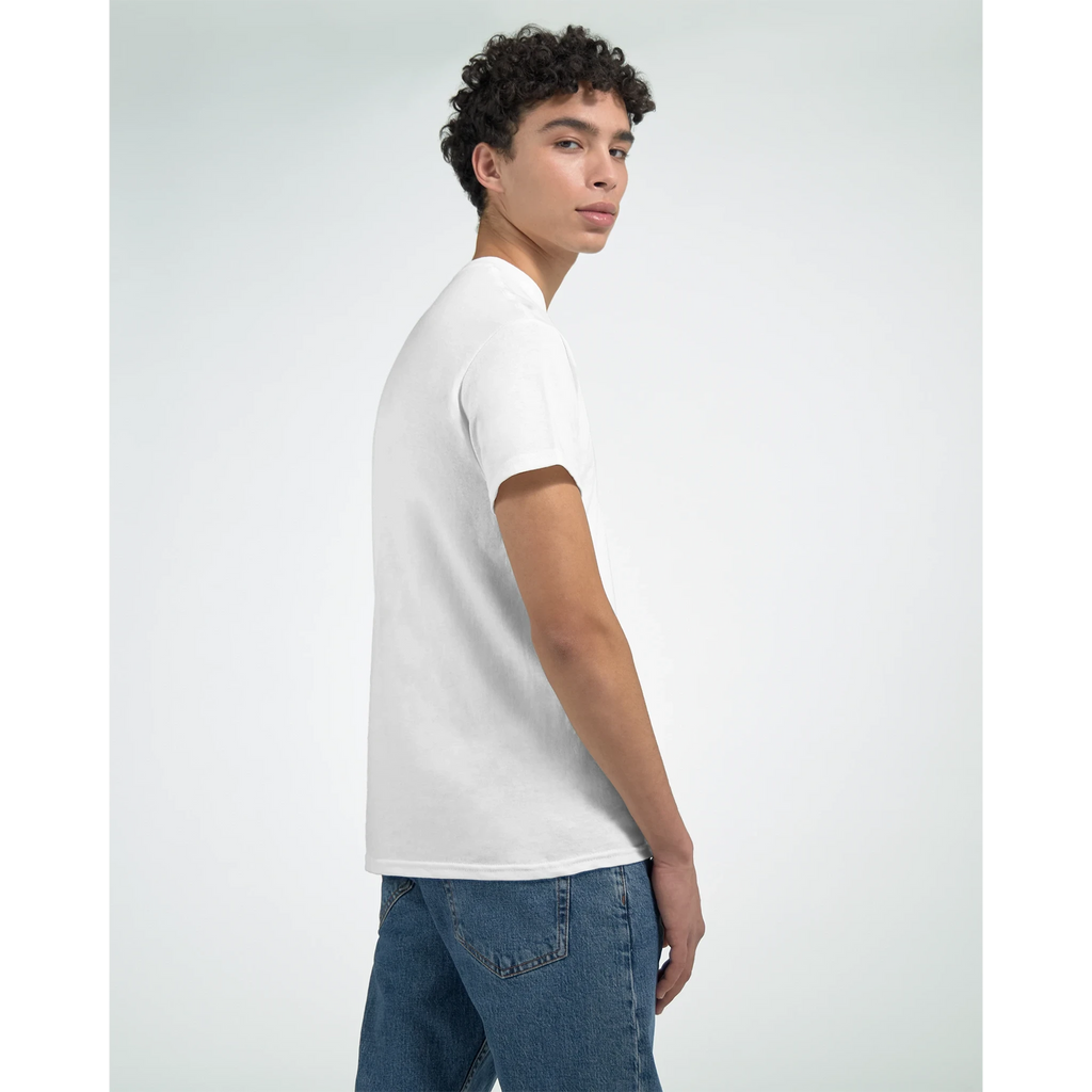 White crewneck T-shirt, plain front side view