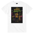 White T-shirt with centered square street football graphic print