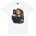 White T-shirt with Lamine portrait graphic and stars on the chest