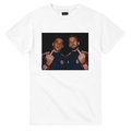 White T-shirt with rectangular player graphic on front