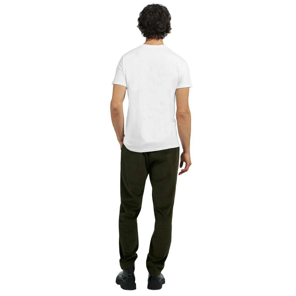White crewneck football T-shirt back view, plain